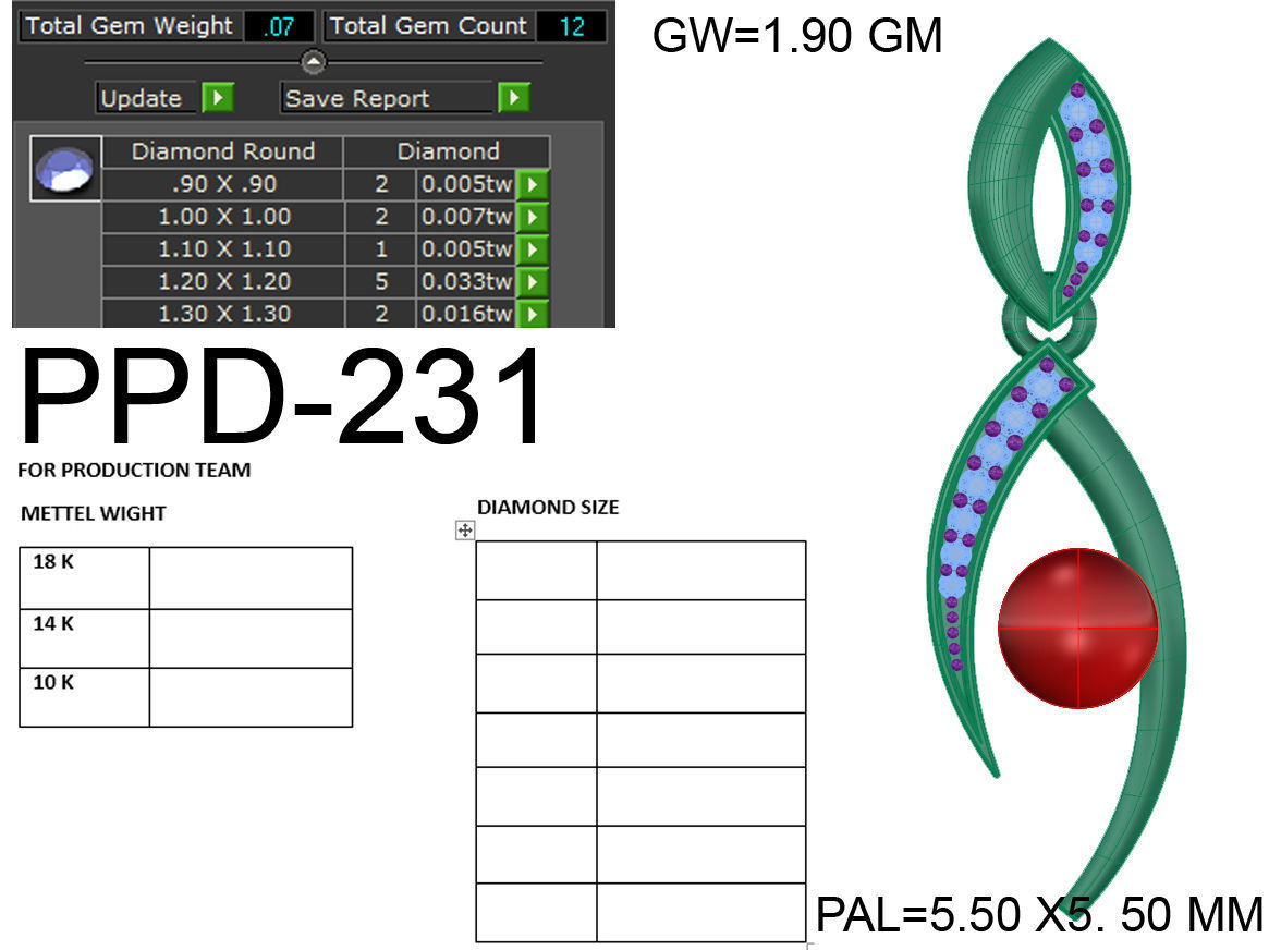 Diamond Pearl Pendant renders 3dm details 3D print model_16