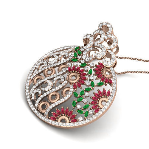 Valley of Flowers Diamond Cocktail Pendant renders 3dm details 3D print model
