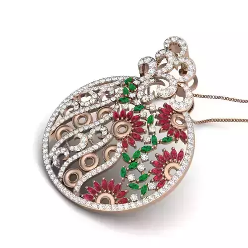 Valley of Flowers Diamond Cocktail Pendant renders 3dm details