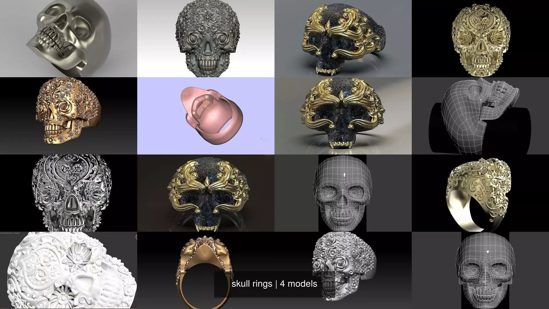 skull rings 3D Model Collection_0