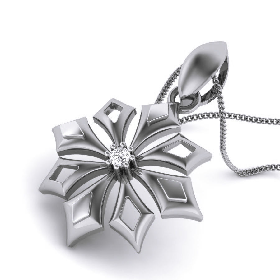 Diamond Flower Pendant renders 3dm details 3D print model_2