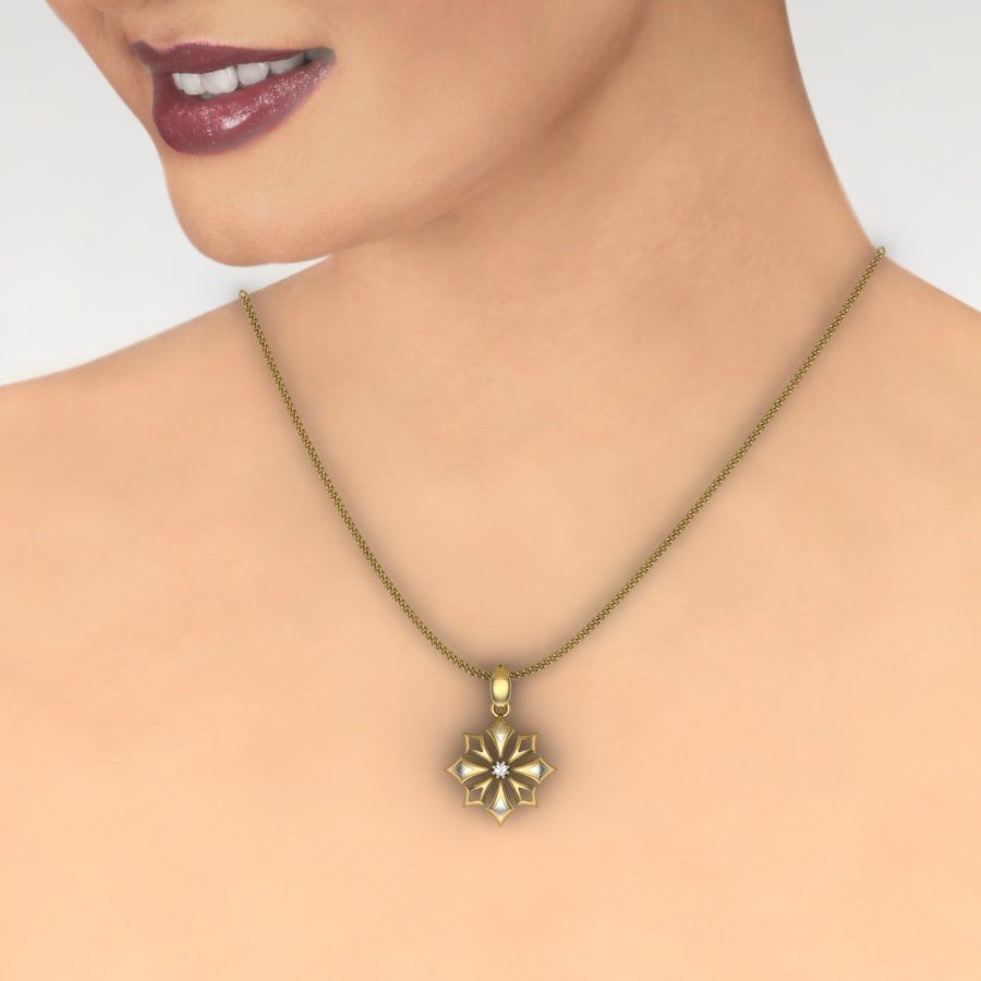 Diamond Flower Pendant renders 3dm details 3D print model_3