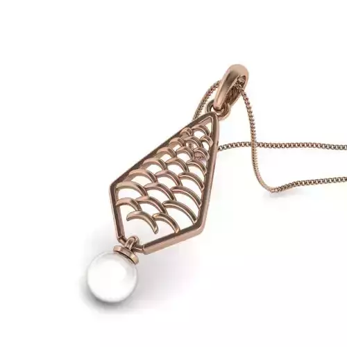 Wire Mesh Diamond Pearl Pendant renders 3dm details