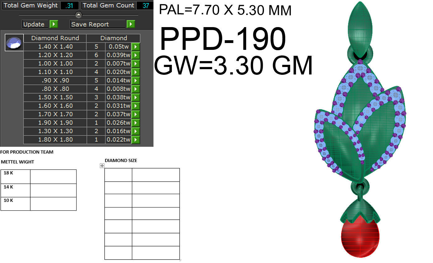 Diamond Pearl Pendant renders 3dm details 3D print model_16