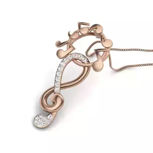 Diamond Music Note Pendant renders 3dm details