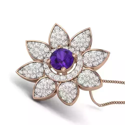 Flower Diamond Cocktail Pendant renders 3dm details