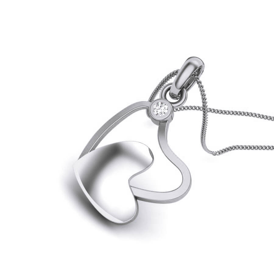 Diamond Heart Love Valentine Pendant renders 3dm details 3D print model_11