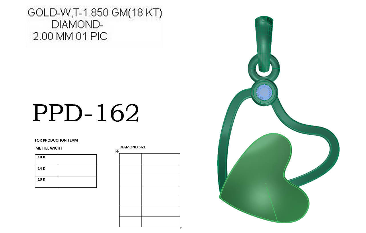 Diamond Heart Love Valentine Pendant renders 3dm details 3D print model_16