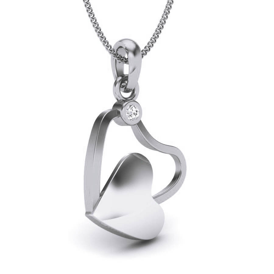 Diamond Heart Love Valentine Pendant renders 3dm details 3D print model_4
