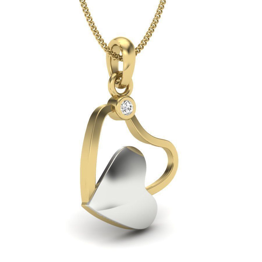 Diamond Heart Love Valentine Pendant renders 3dm details 3D print model_2