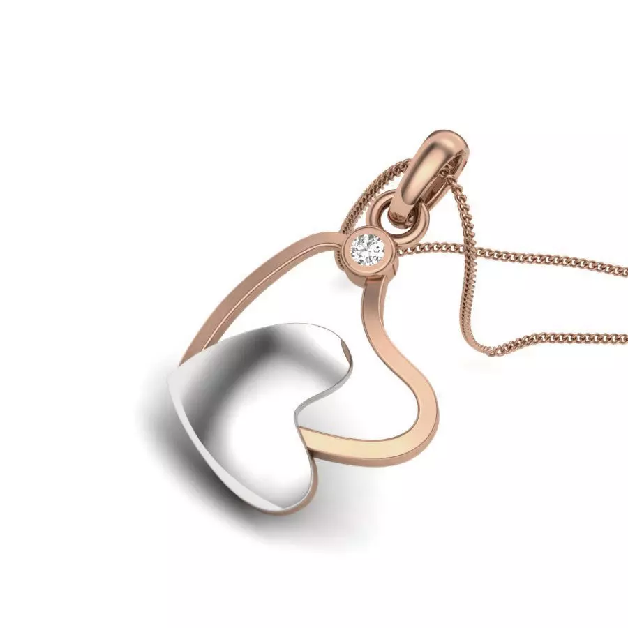 Diamond Heart Love Valentine Pendant renders 3dm details 3D print model_0
