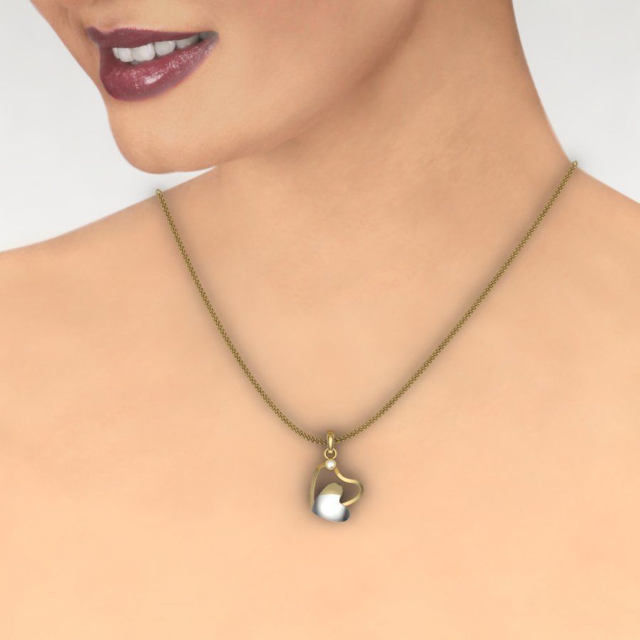 Diamond Heart Love Valentine Pendant renders 3dm details 3D print model_1