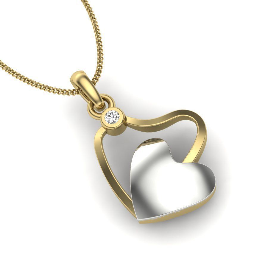 Diamond Heart Love Valentine Pendant renders 3dm details 3D print model_5