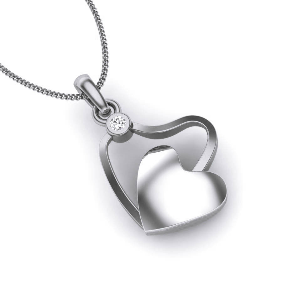 Diamond Heart Love Valentine Pendant renders 3dm details 3D print model_6
