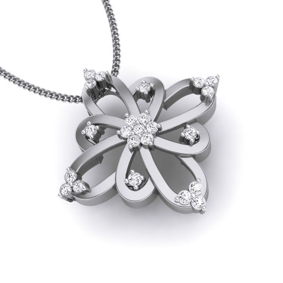 Flower Diamond Pendant renders 3dm details 3D print model_6