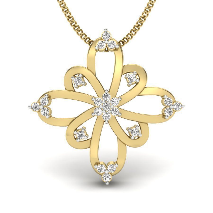 Flower Diamond Pendant renders 3dm details 3D print model_13
