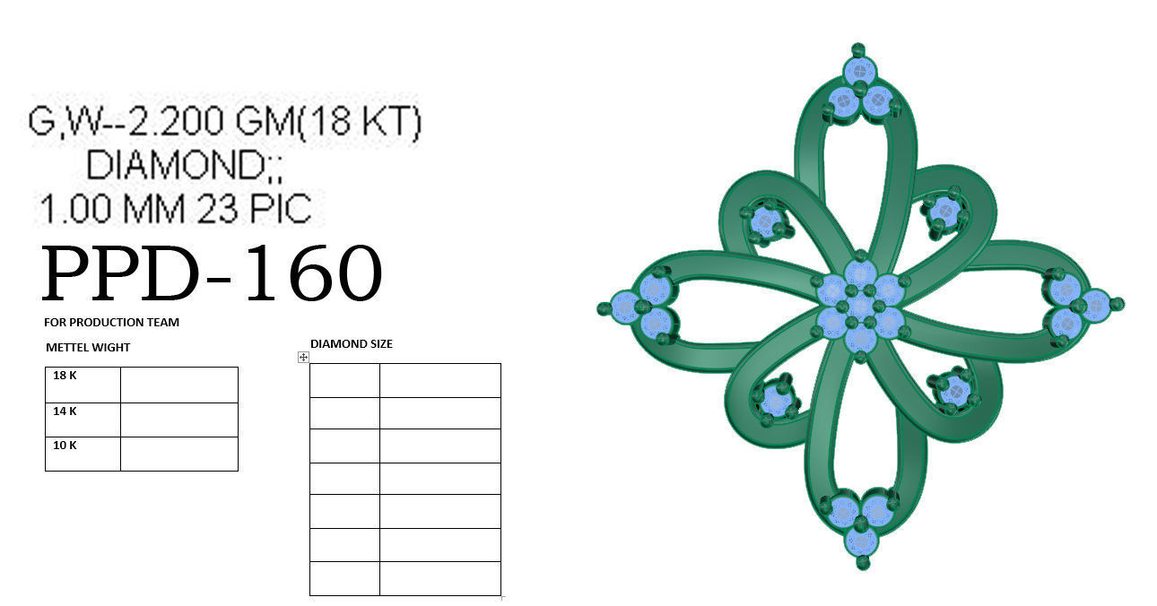 Flower Diamond Pendant renders 3dm details 3D print model_16