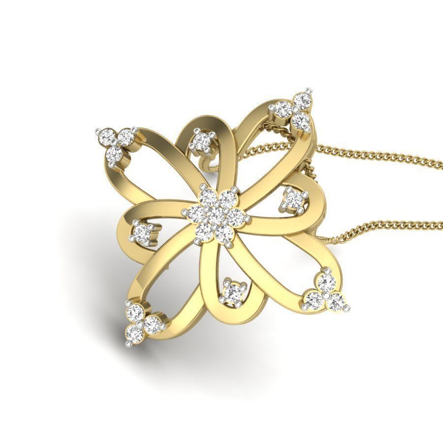 Flower Diamond Pendant renders 3dm details 3D print model_11