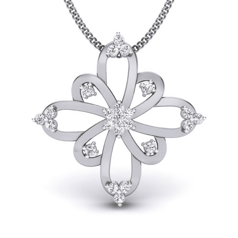 Flower Diamond Pendant renders 3dm details 3D print model_14