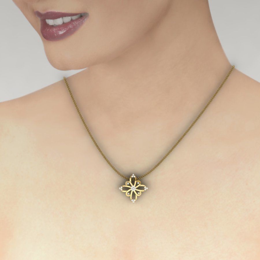 Flower Diamond Pendant renders 3dm details 3D print model_1