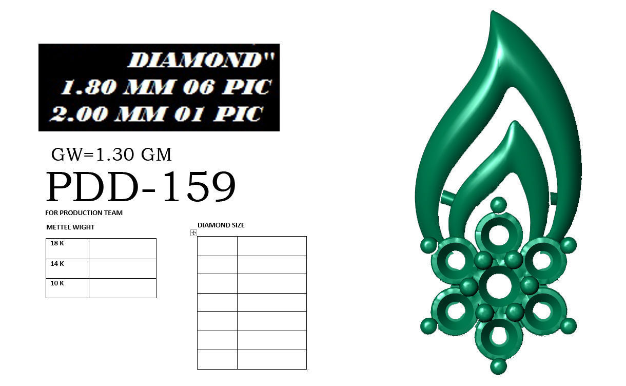 Diamond Pendant Leaf renders 3dm details 3D print model_16