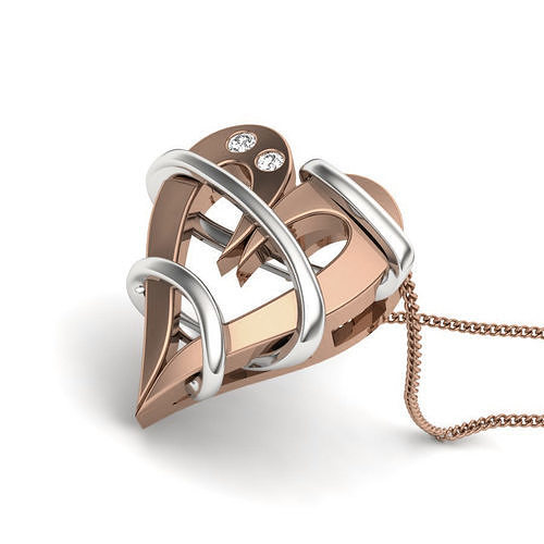 Diamond Heart Love Valentine Pendant renders 3dm details 3D print model