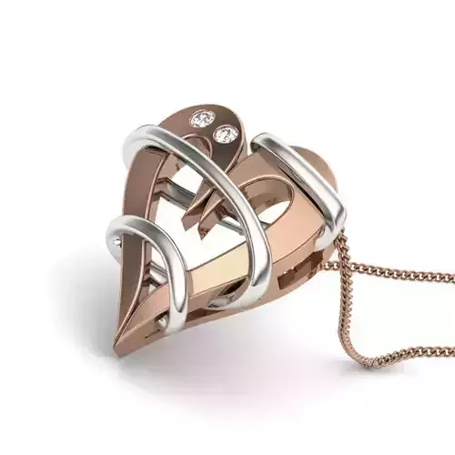 Diamond Heart Love Valentine Pendant renders 3dm details 3D print model