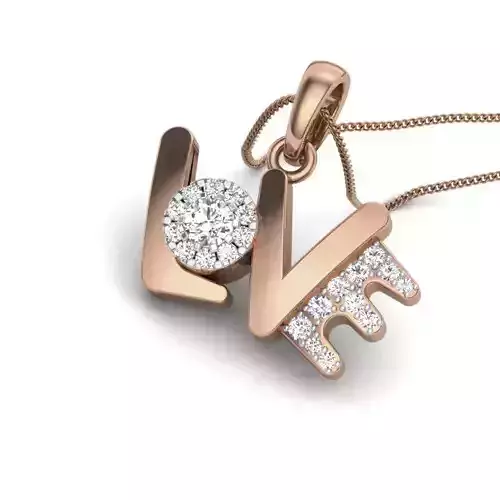 Diamond LOVE Pendant renders 3dm details