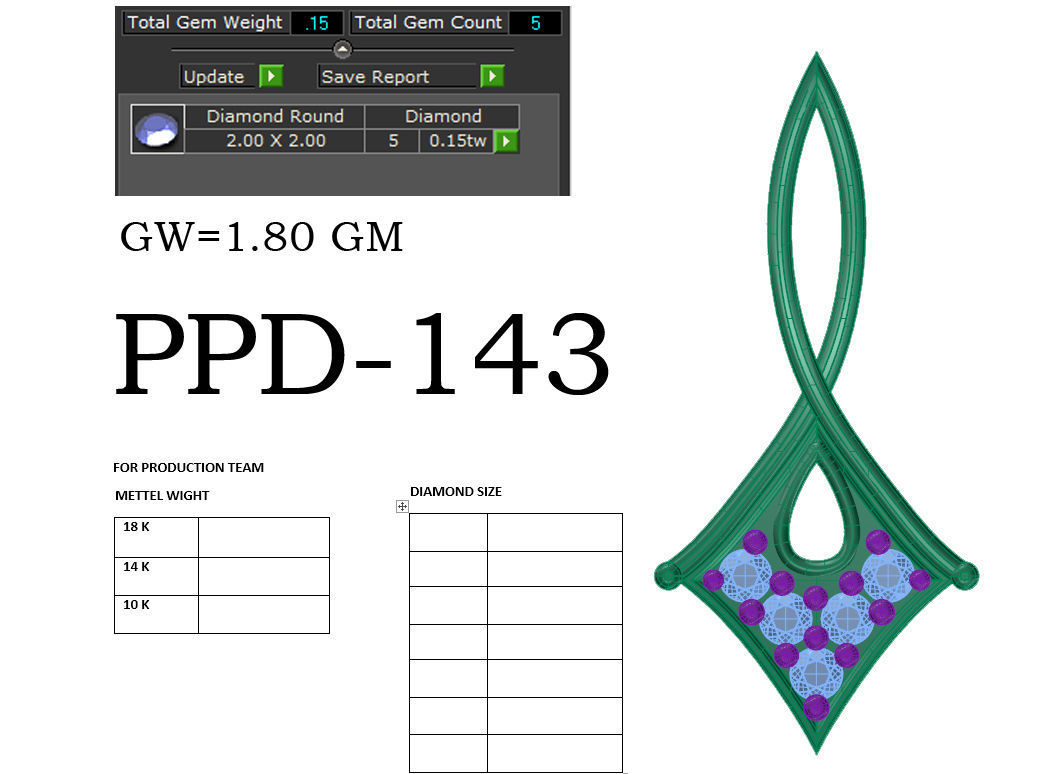 Diamond Pendant renders 3dm details 3D print model_16