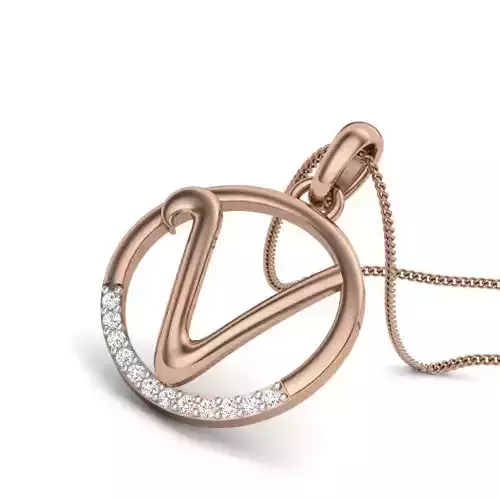 Diamond Alphabet - V Pendant renders 3dm details