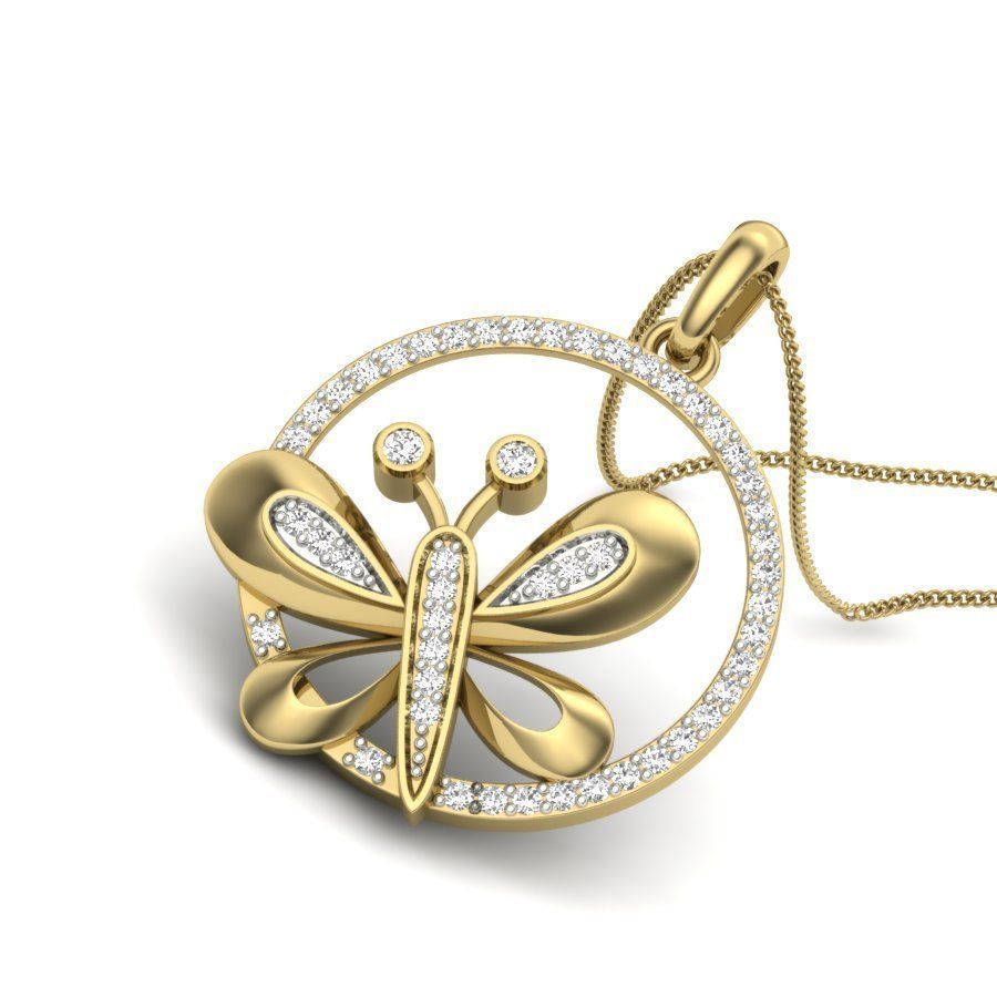 Diamond Butterfly Pendant renders 3dm details 3D print model_11