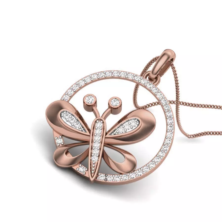 Diamond Butterfly Pendant renders 3dm details 3D print model_0