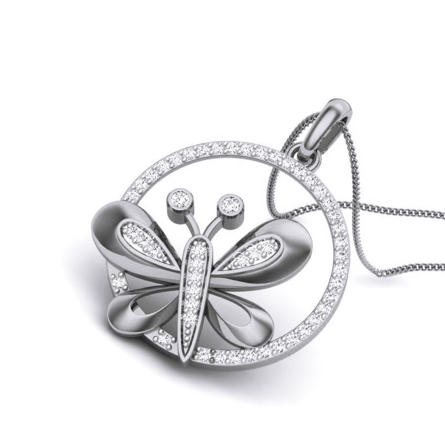Diamond Butterfly Pendant renders 3dm details 3D print model_12