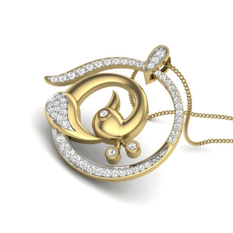 Diamond Peacock Pendant renders 3dm details 3D print model_11