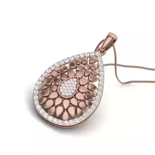 Diamond Flower Petal Pendant renders 3dm details