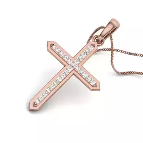 Diamond Holy Cross of Jesus Pendant renders 3dm details