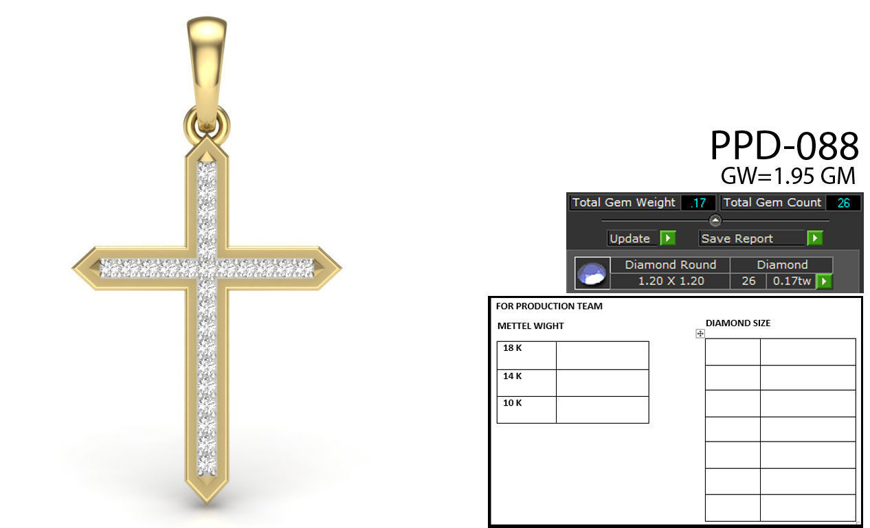 Diamond Holy Cross of Jesus Pendant renders 3dm details 3D print model_16