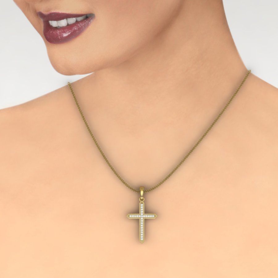 Diamond Holy Cross of Jesus Pendant renders 3dm details 3D print model_1