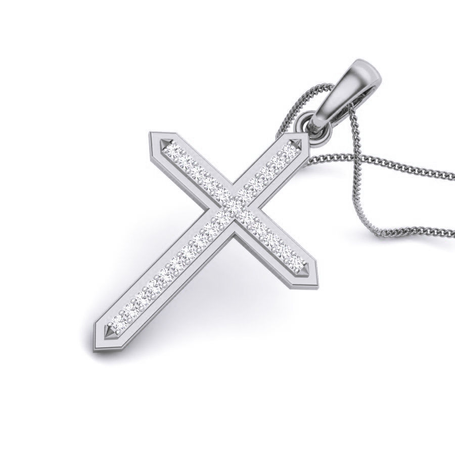Diamond Holy Cross of Jesus Pendant renders 3dm details 3D print model_12