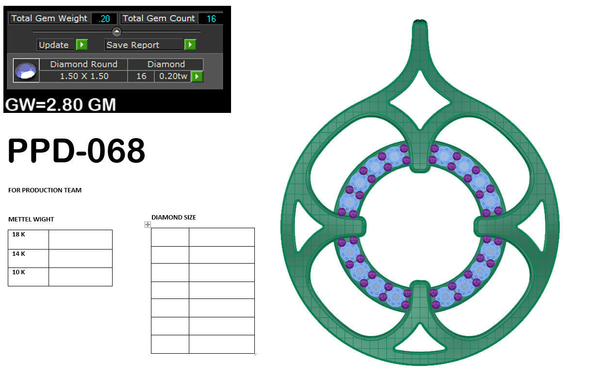 Diamond Pendant renders 3dm details 3D print model_16