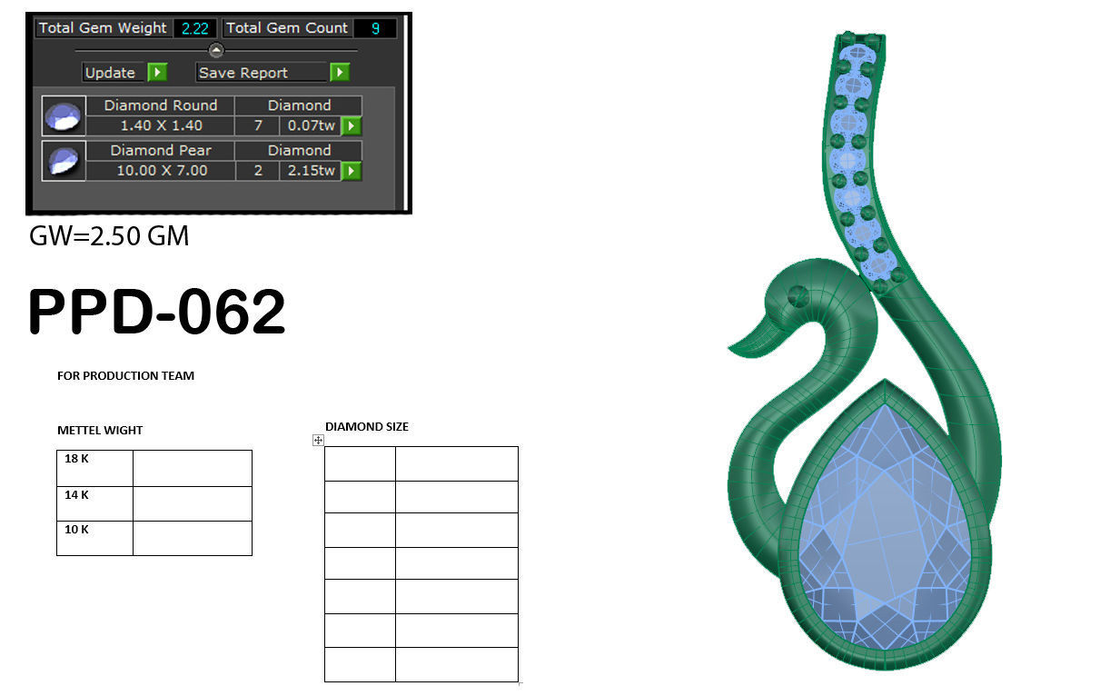 Diamond Swan Pendant renders 3dm details 3D print model_16