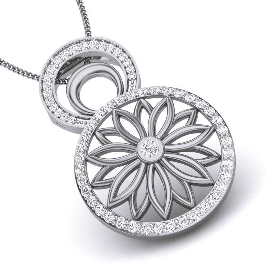 Flower Diamond Pendant renders 3dm details 3D print model_8