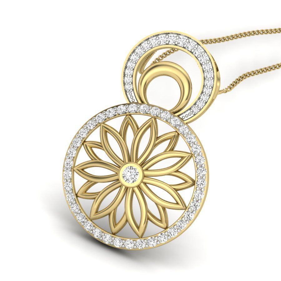 Flower Diamond Pendant renders 3dm details 3D print model_2