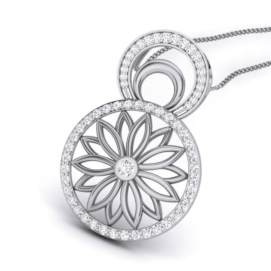 Flower Diamond Pendant renders 3dm details 3D print model_3