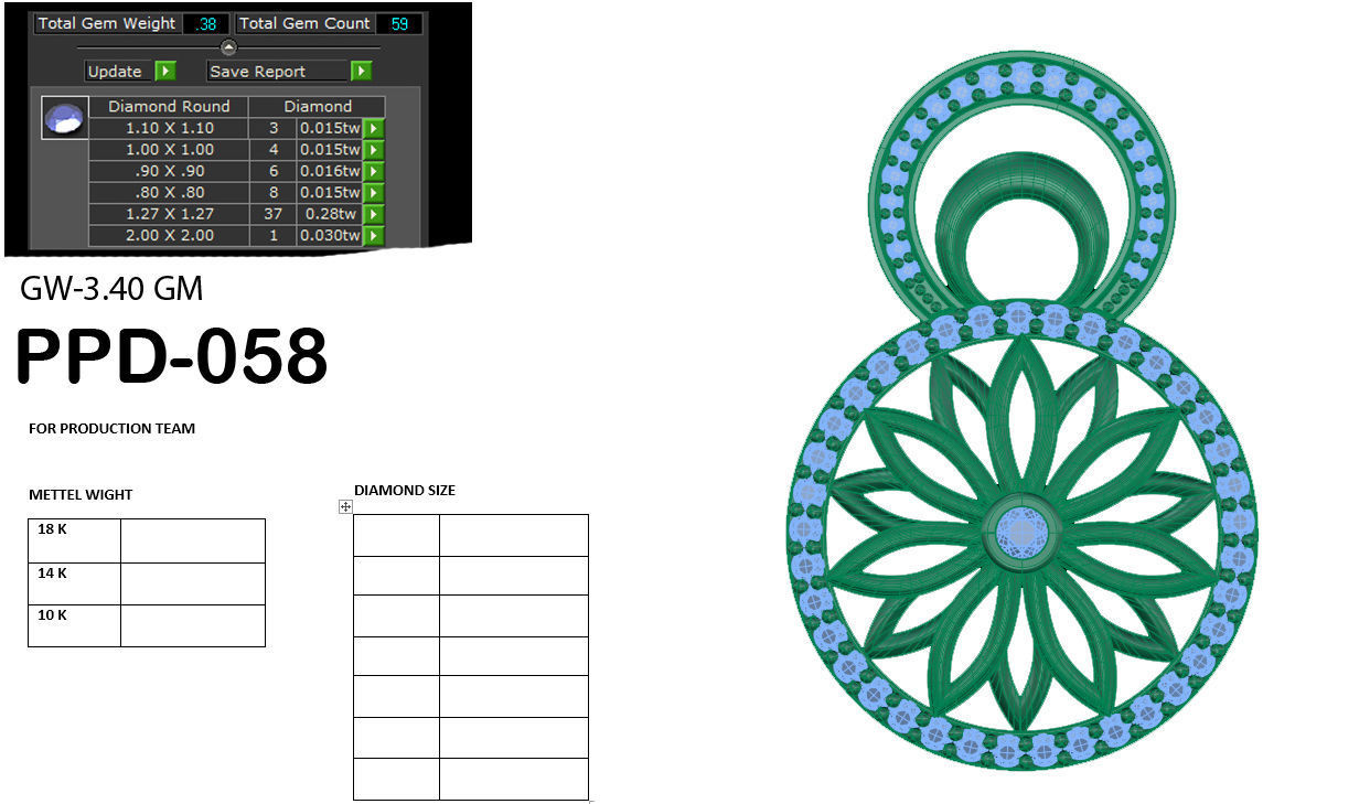 Flower Diamond Pendant renders 3dm details 3D print model_16