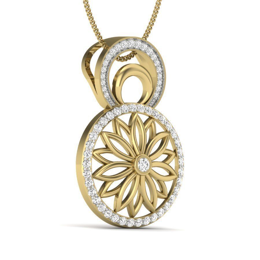 Flower Diamond Pendant renders 3dm details 3D print model_5