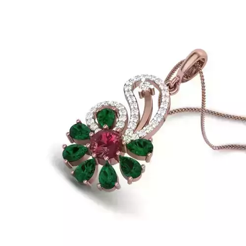 Flower Diamond Pearl Pendant renders 3dm details