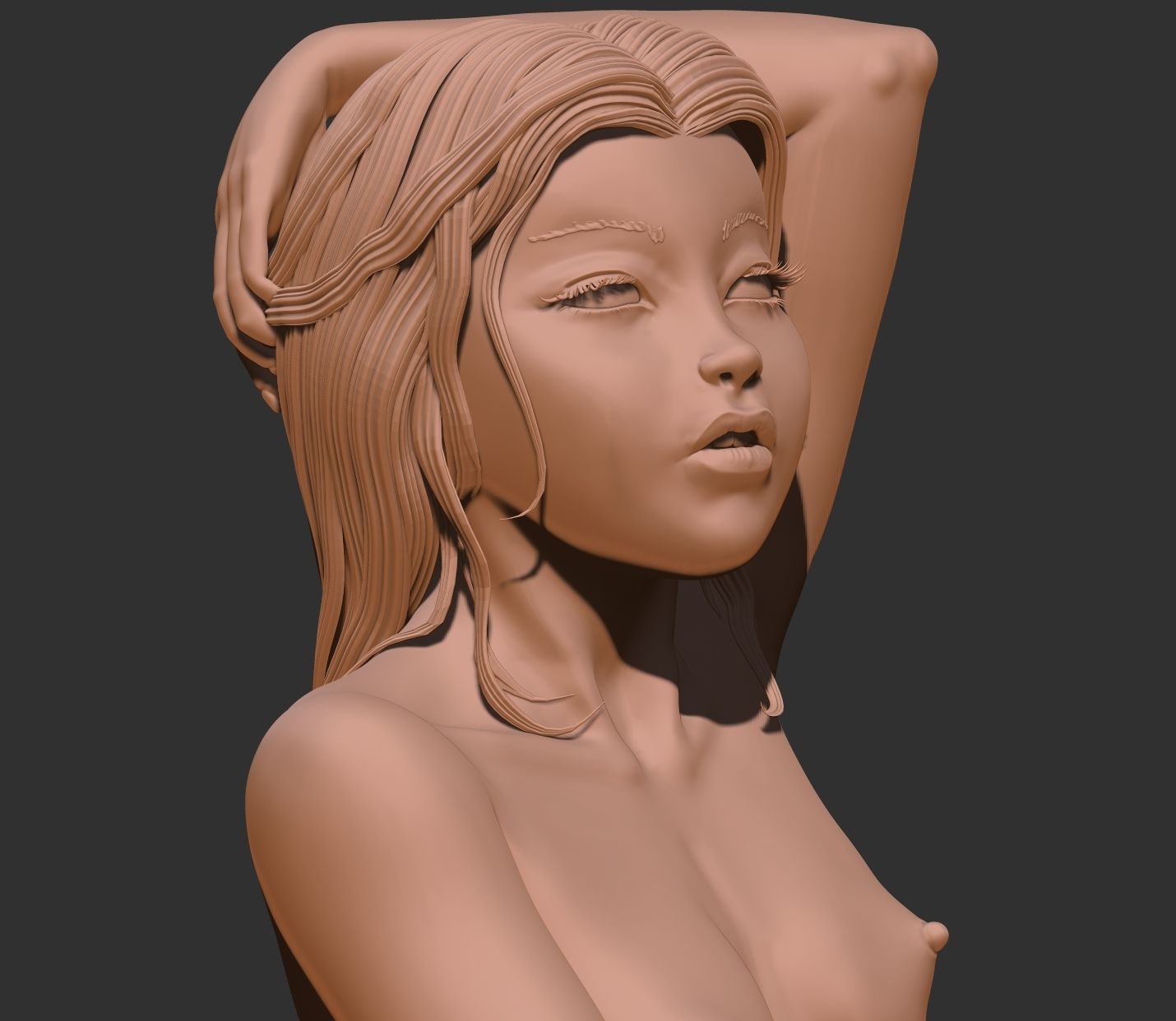 Nude Female seated on a peacock chair 3D print model_13