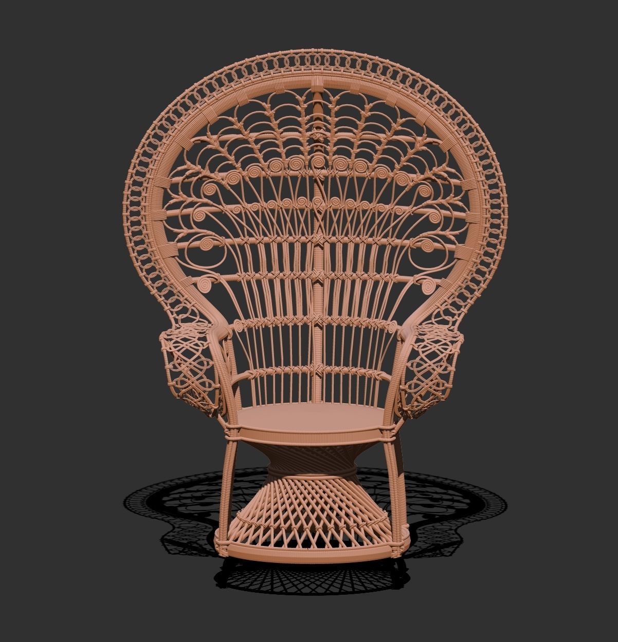 Nude Female seated on a peacock chair 3D print model_15