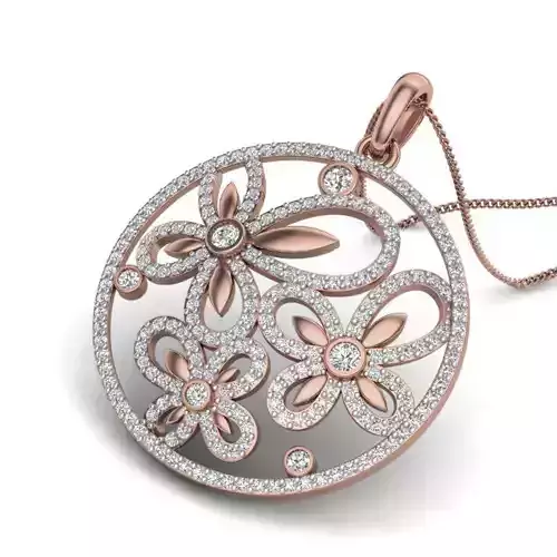 Flower Diamond Cocktail Pendant renders 3dm details